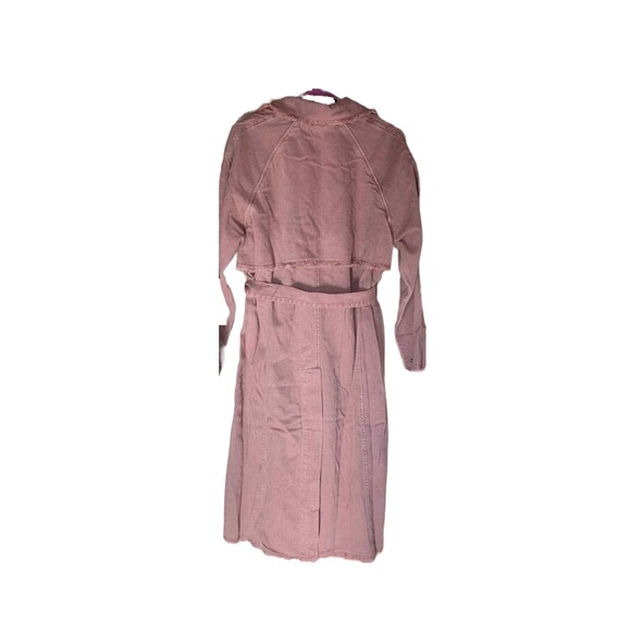 Free People Kelly Trench Coat Relaxed Raw Hem Side Slit Cherry Chai Size XS/S - Picture 4 of 4